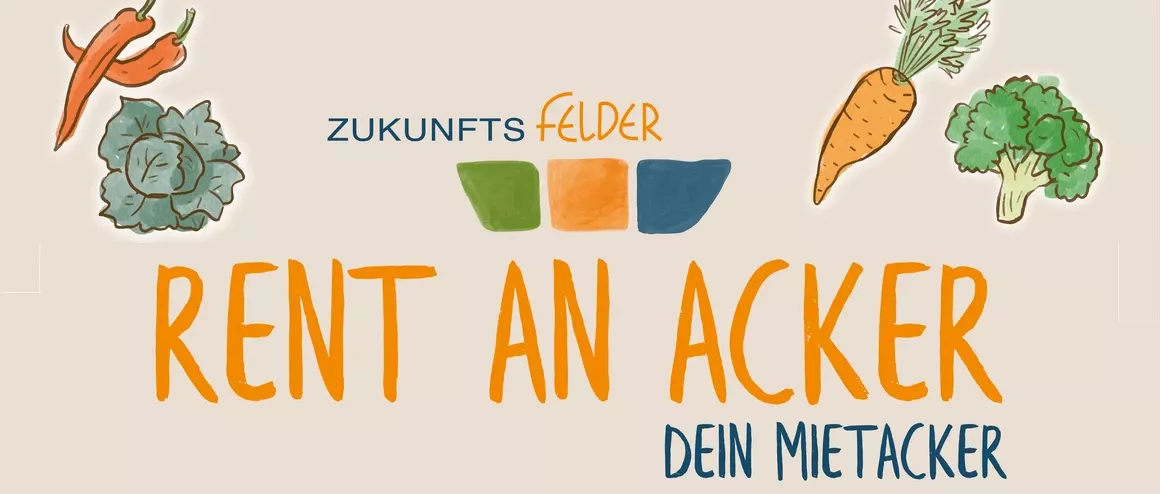 Werbebanner zur Vermietung eines Ackers auf dem Schulbauernhof Zukunftsfelder