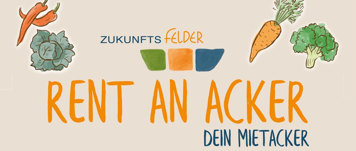 Werbebanner zur Vermietung eines Ackers auf dem Schulbauernhof Zukunftsfelder